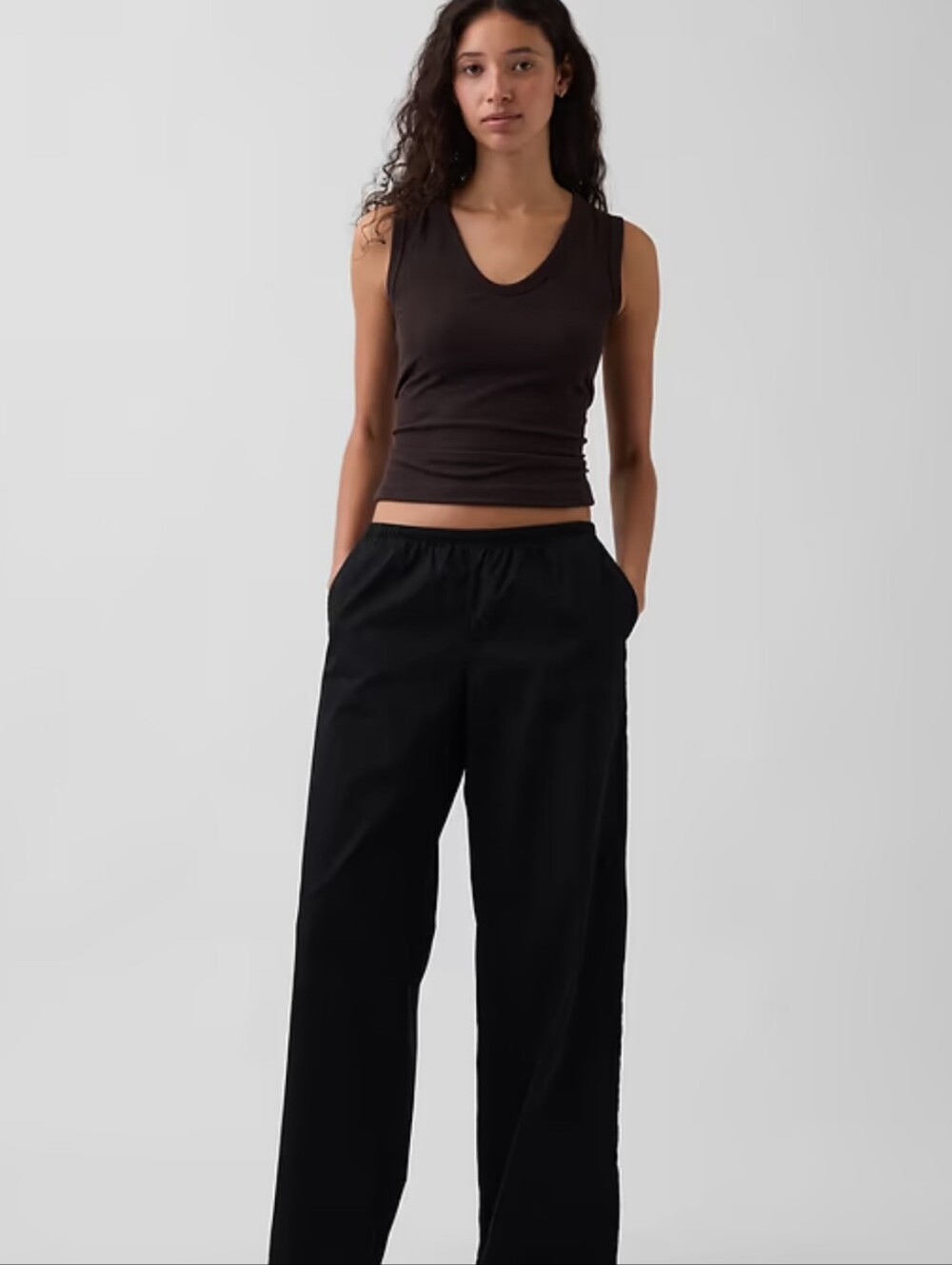 GAP Black Cargo Linen Blend Pants with Drawstring Med